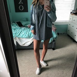 gray cozy pocket t-dress